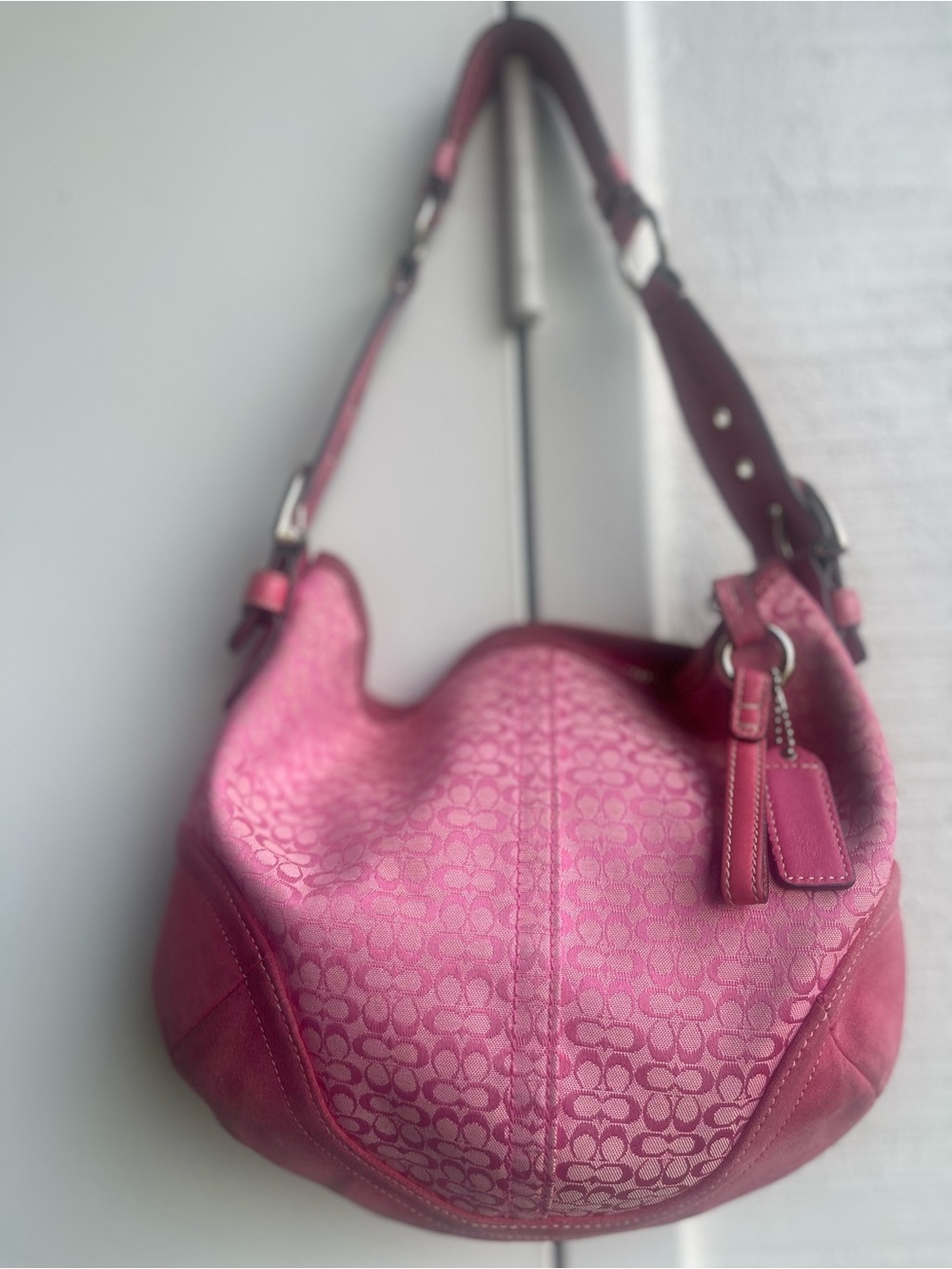 Y2K Vintage Coach Pink Signature Hobo bag with Matching Wallet